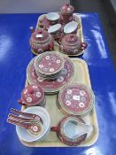 A pink and green Chinese themed table service