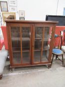 Mahogany bookcase/ cabinet, three chairs and two bedside cabinets