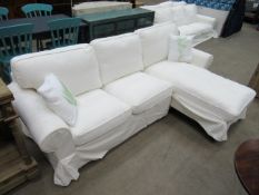 Calico three seater L-shaped sofa