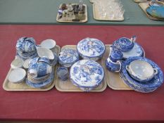 A selection of blue and white tableware