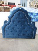 Dark blue double sized velvet headboard