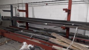 3-piece Steel Cantilever Stock Rack & contents of various Steel Section & Tube