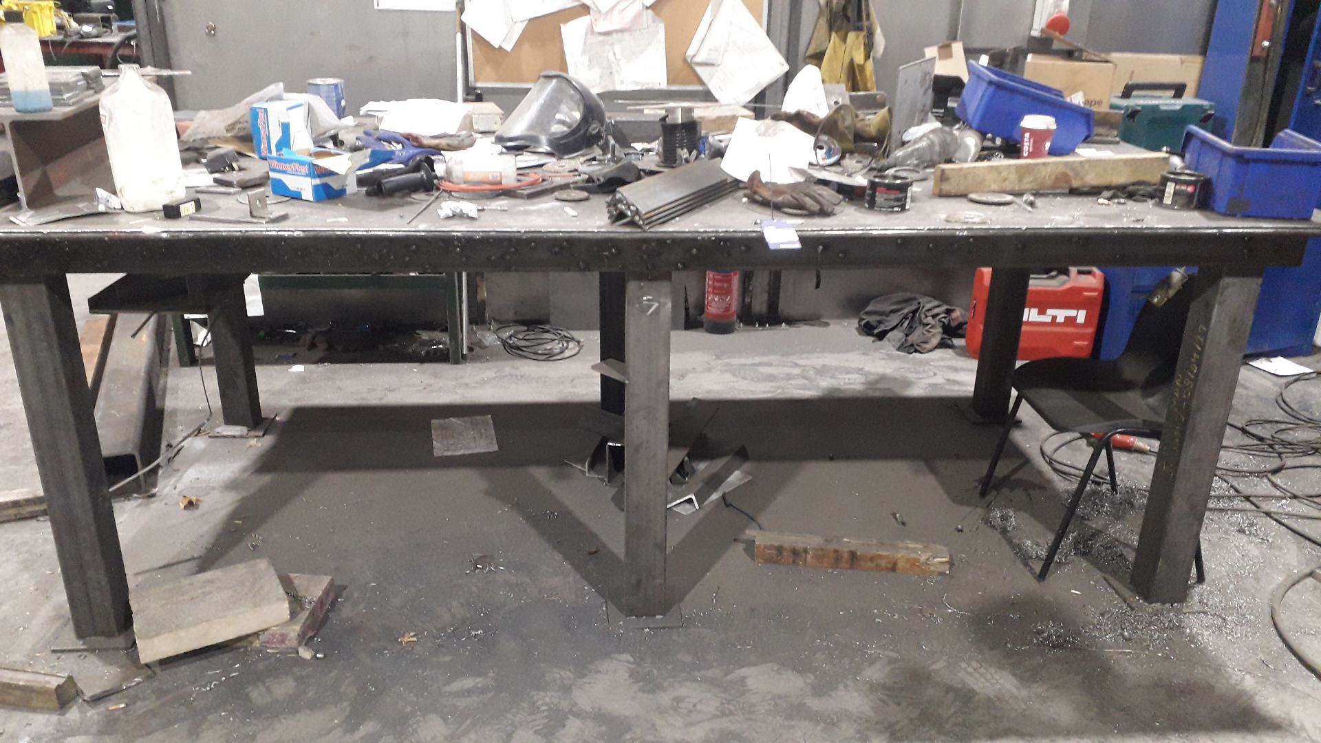 Fabricated Welding Table, 3m x 1.5m with lamp fitted - Image 2 of 4
