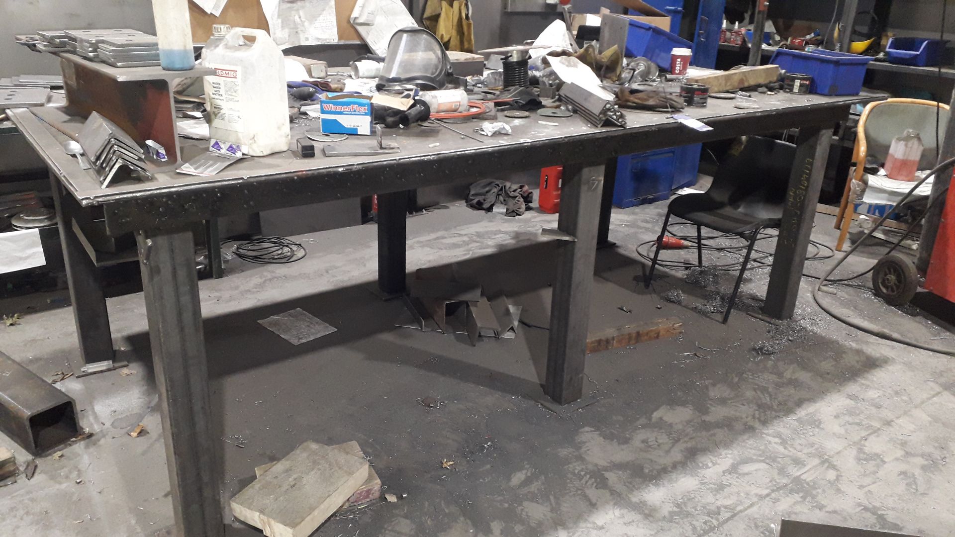 Fabricated Welding Table, 3m x 1.5m with lamp fitted