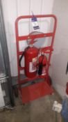 Double Fire Extinguisher Trolley with Bell with Foam and Carbon Dioxide Fire Extinguishers (