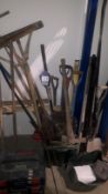 Various Hand Tools to Include Rakes, Concrete Rakes, Shovels, Spirit Levels, Axe’s etc. Located at