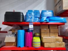 Contents to 2 shelves of various feeding bowls and