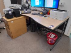 Office furniture to include 2 desks, 2 pedestal dr