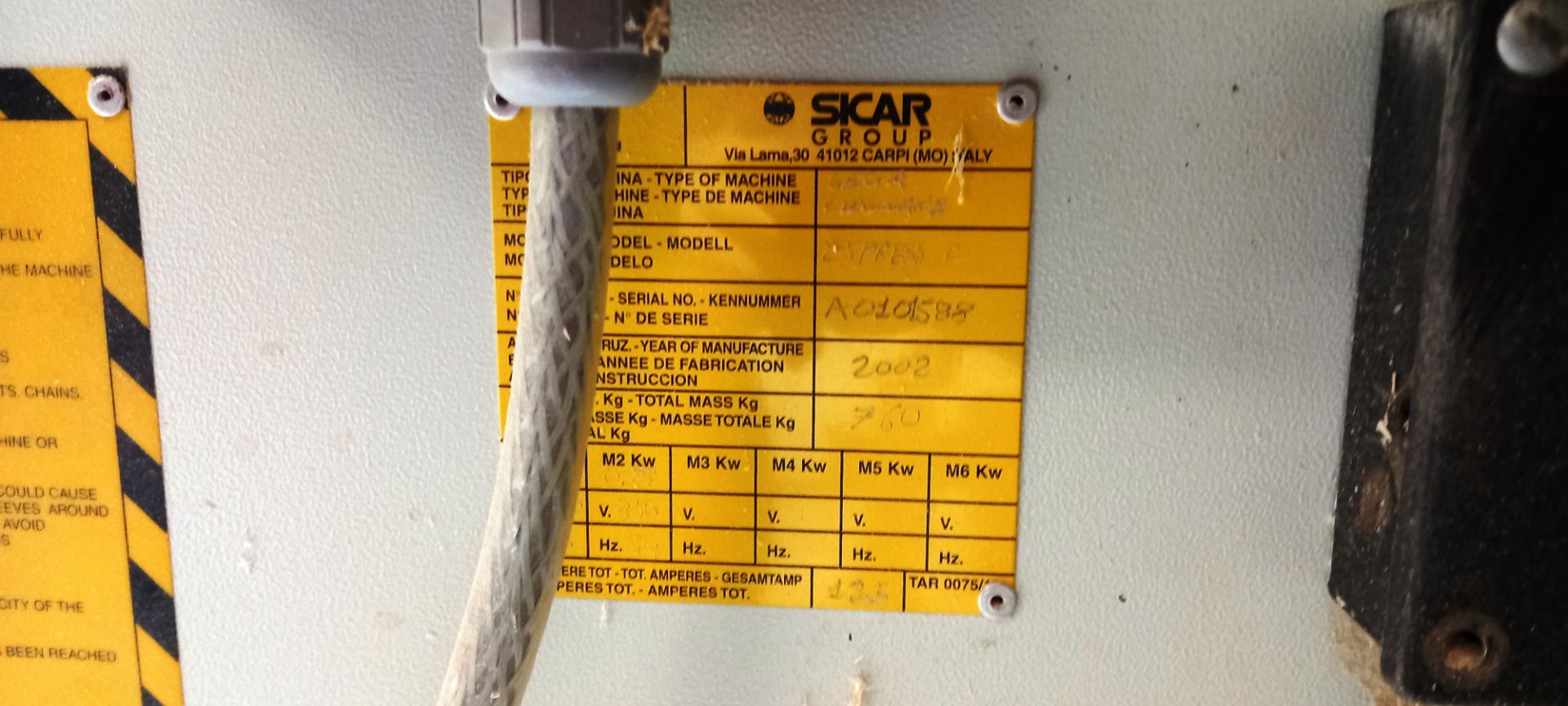 Sicar Express 3200C Panel Saw, Model Express C Serial Number A010588 (2002), with Mobile Roller - Image 5 of 5