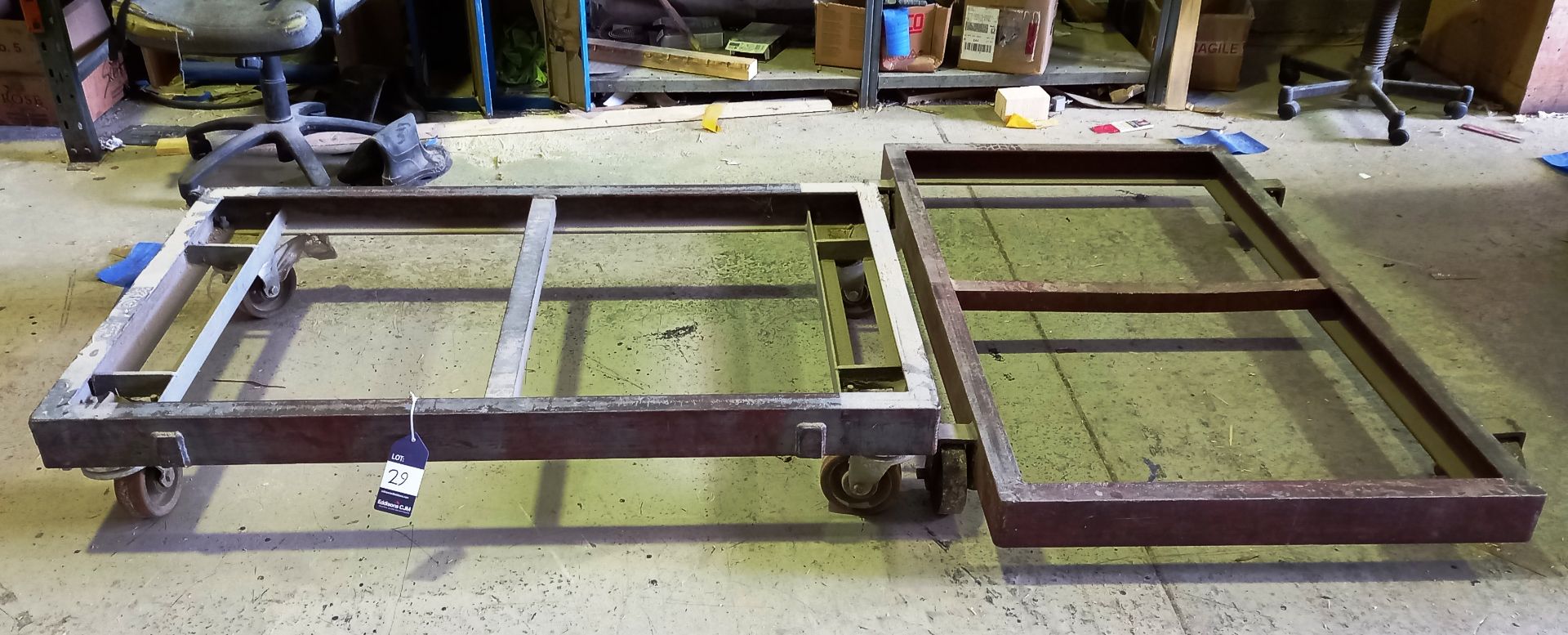 2 x Steel Fabricated Trolleys Approx. 1500 x 900