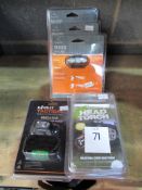 5x Triode Head Lamps, Kombat MK11 Predator headlamp and bushcraft headtorch