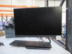 Lenovo FOEX 22" computer monitor S/N MP1RJDDA (no cable) and keyboard