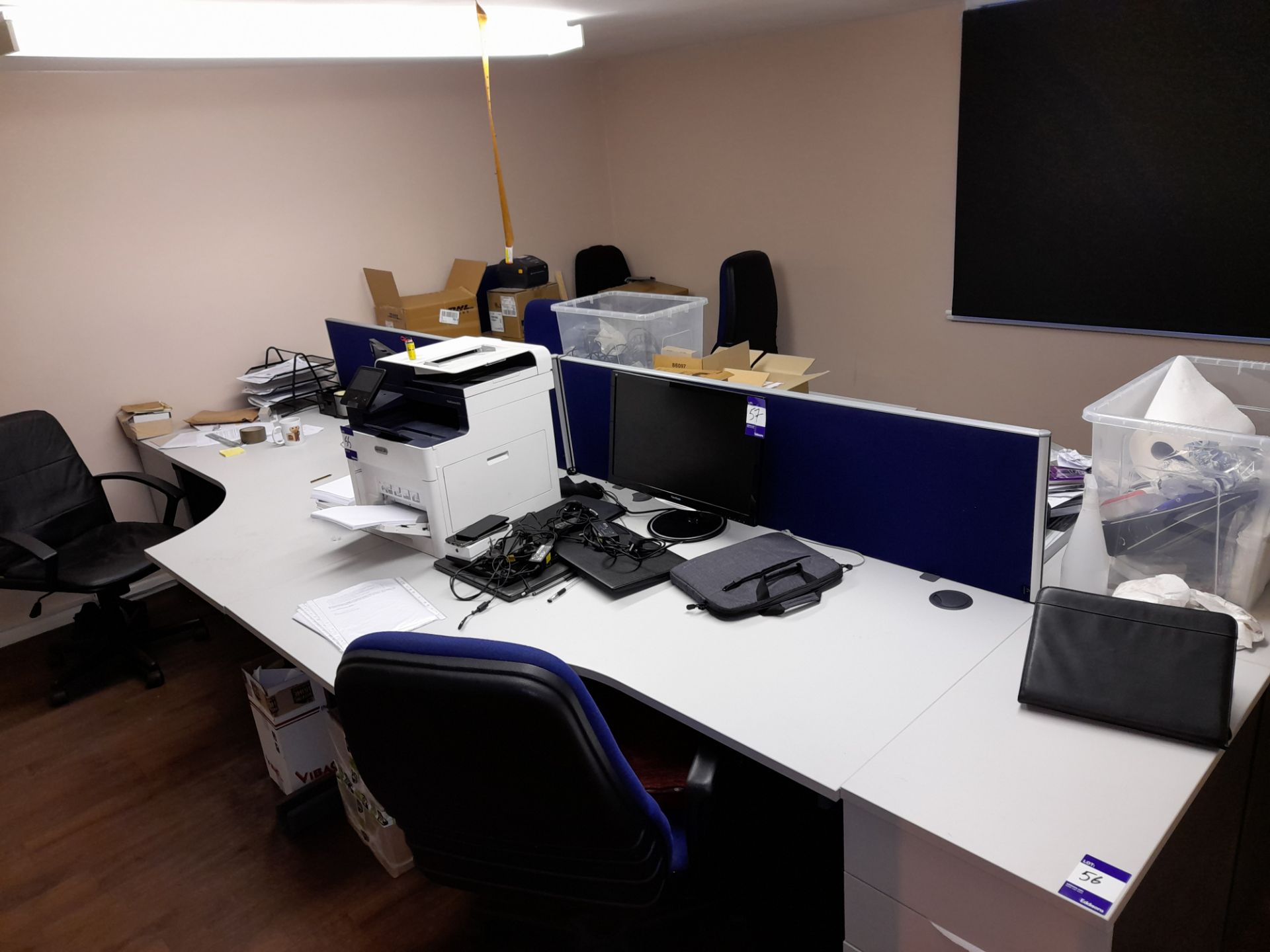 4 Person cluster workstations, comprising 4 x single person workstations, with pedestals and - Image 3 of 3