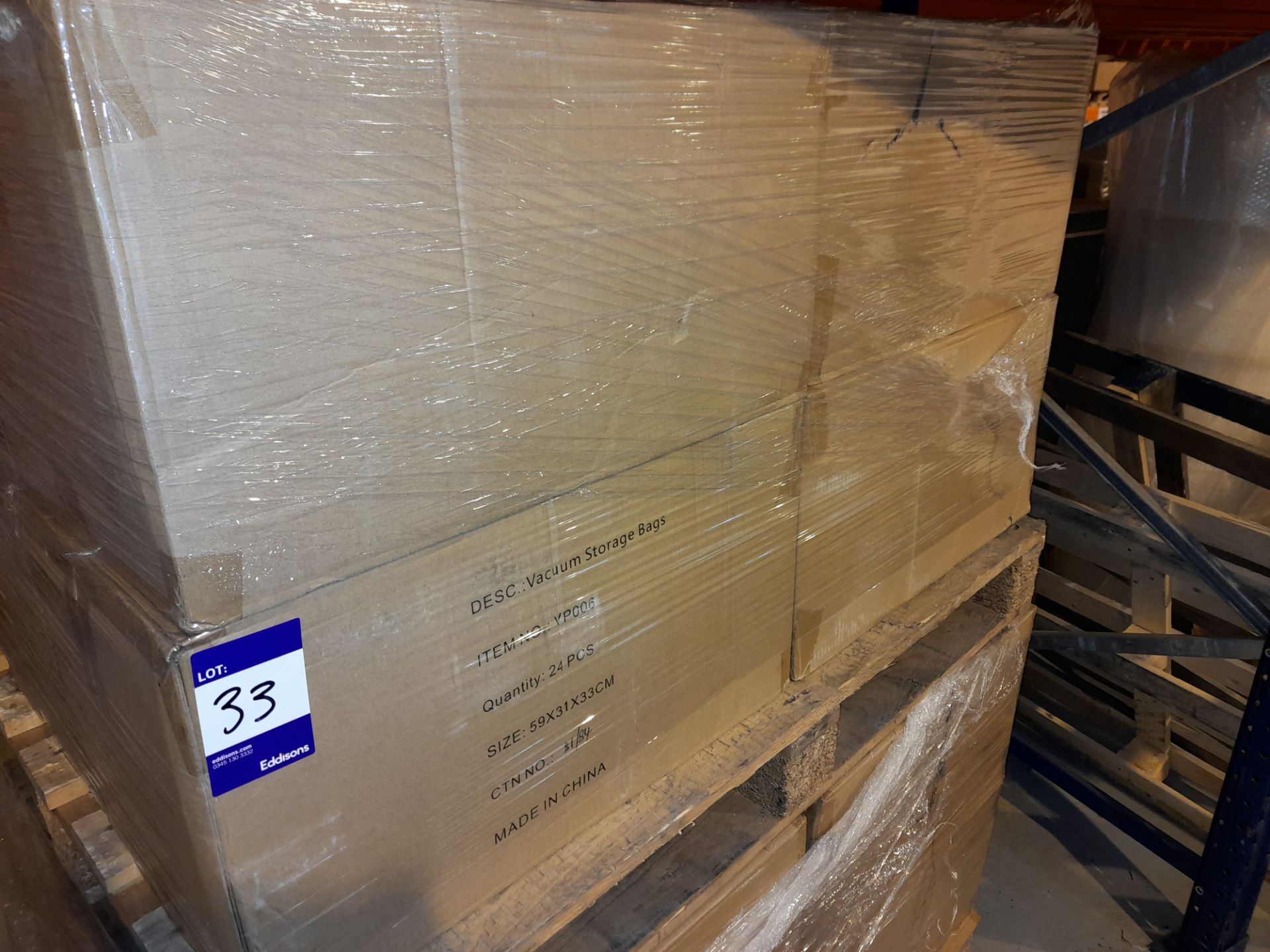 Pallet of vacuum storage bags, to 12 x boxes (24 per box)