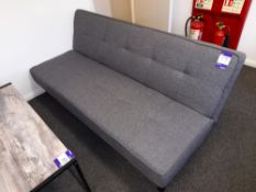 Grey fabric upholstered sofa (Approx. 1800mm in length), to first floor