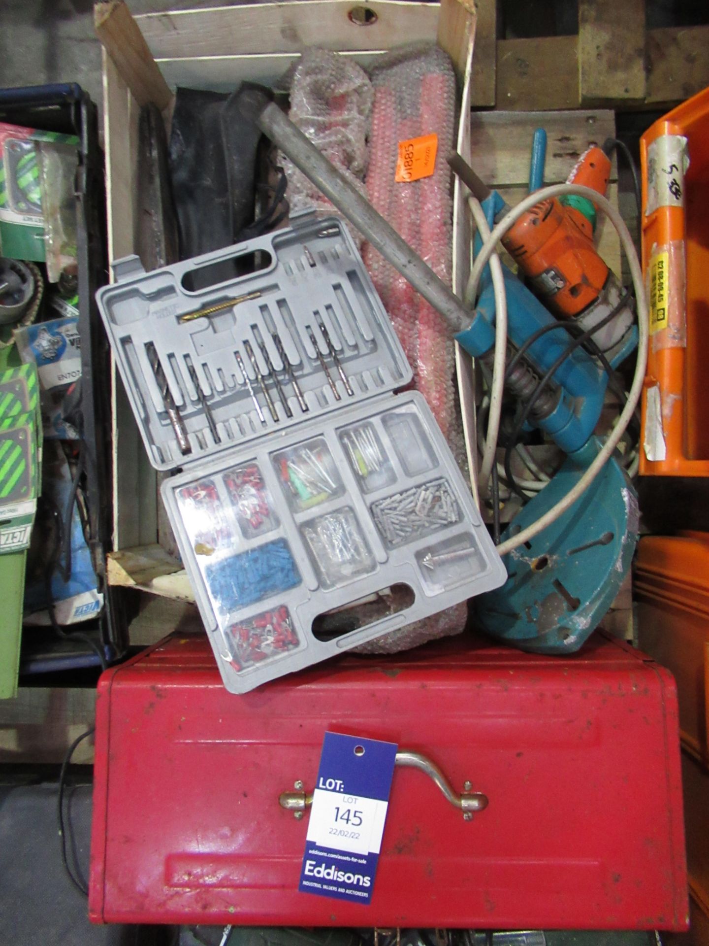 Pallet of battery and 240v power tools, toolbox, drill bits etc - Image 3 of 4