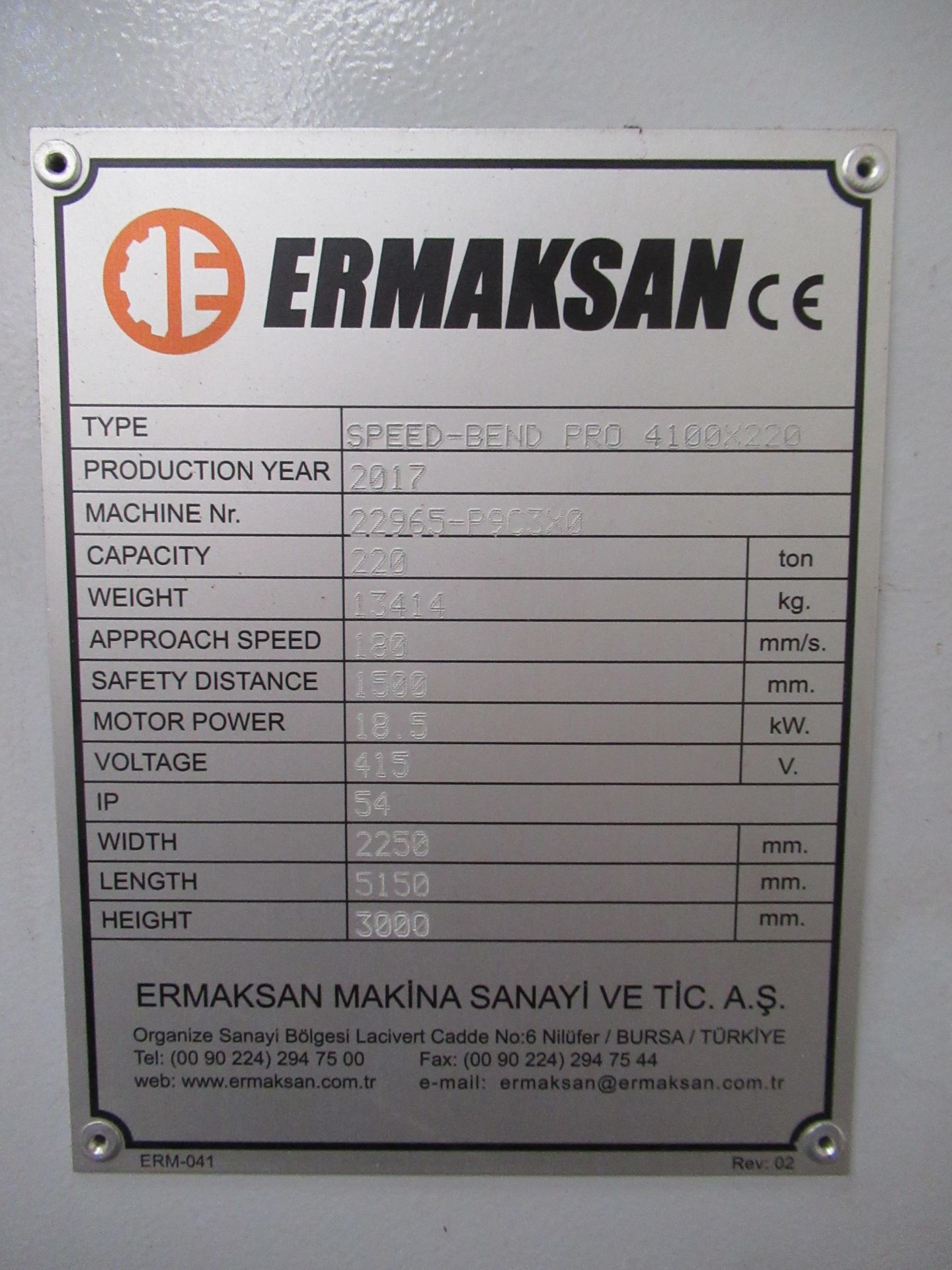 Ermaksan Speed-bend Pro 4100 x 220 CNC Hydraulic Press Brake and a selection of tooling for press br - Image 16 of 16