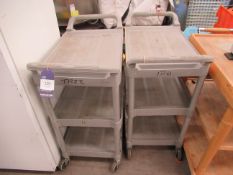 6x Multi-Tiered Plastic and Wooden Trollies