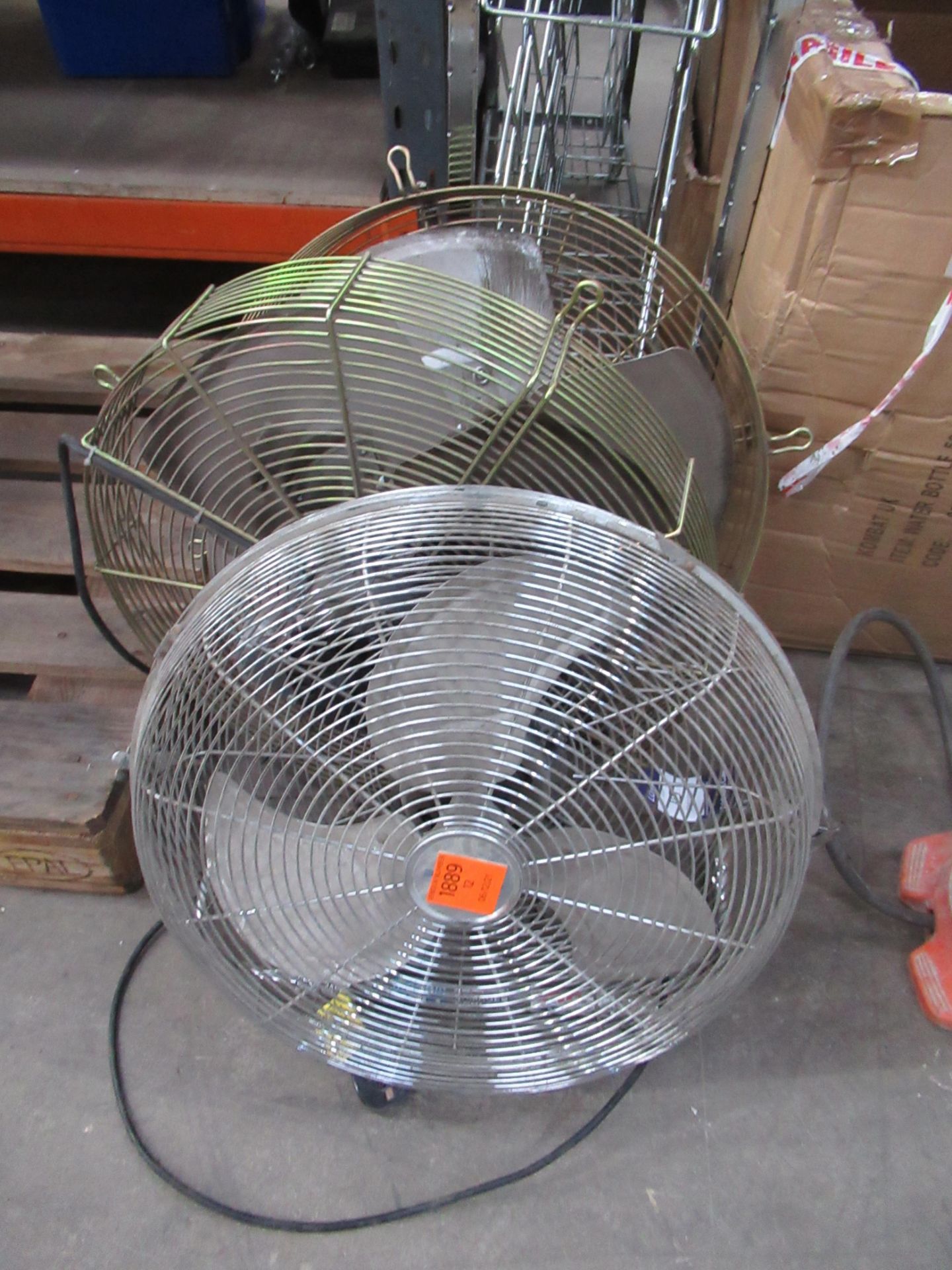 Floor Standing Fan and Two Commercial Fan Heads