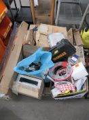 A Pallet to contain Schneider electric fuse box, various lights, etc