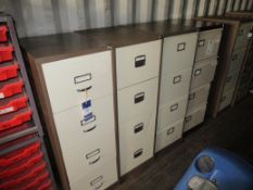 4x 4 drawer metal filing cabinets (only 1x with key)