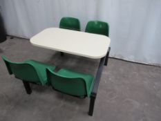 9x Canteen table and chairs, each table comes with four fitted chairs
