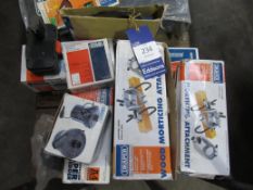 Qty of Draper tools and consumables including hot air gun, morticing attachment, etc