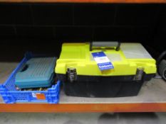 Stanley toolbox and contents, with tools in tray