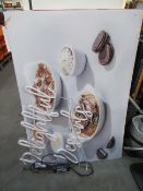 7x acrylic dessert posters, 'Delightful Desserts' glowing sign and 12x small dessert pictures.