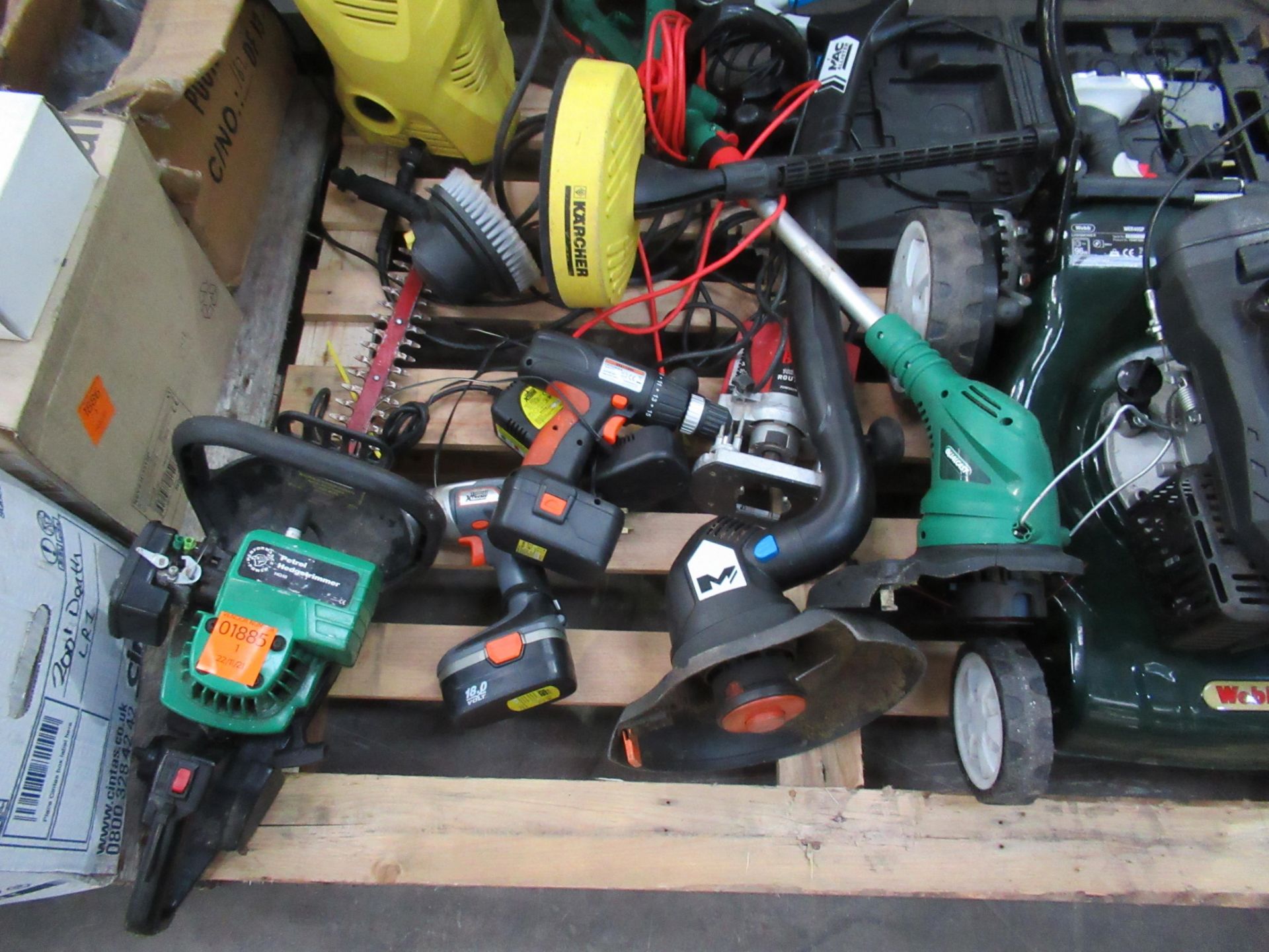 Pallet of battery powered handtools, Karcher pressure washer, Webb petrol lawnmower etc - Image 3 of 5