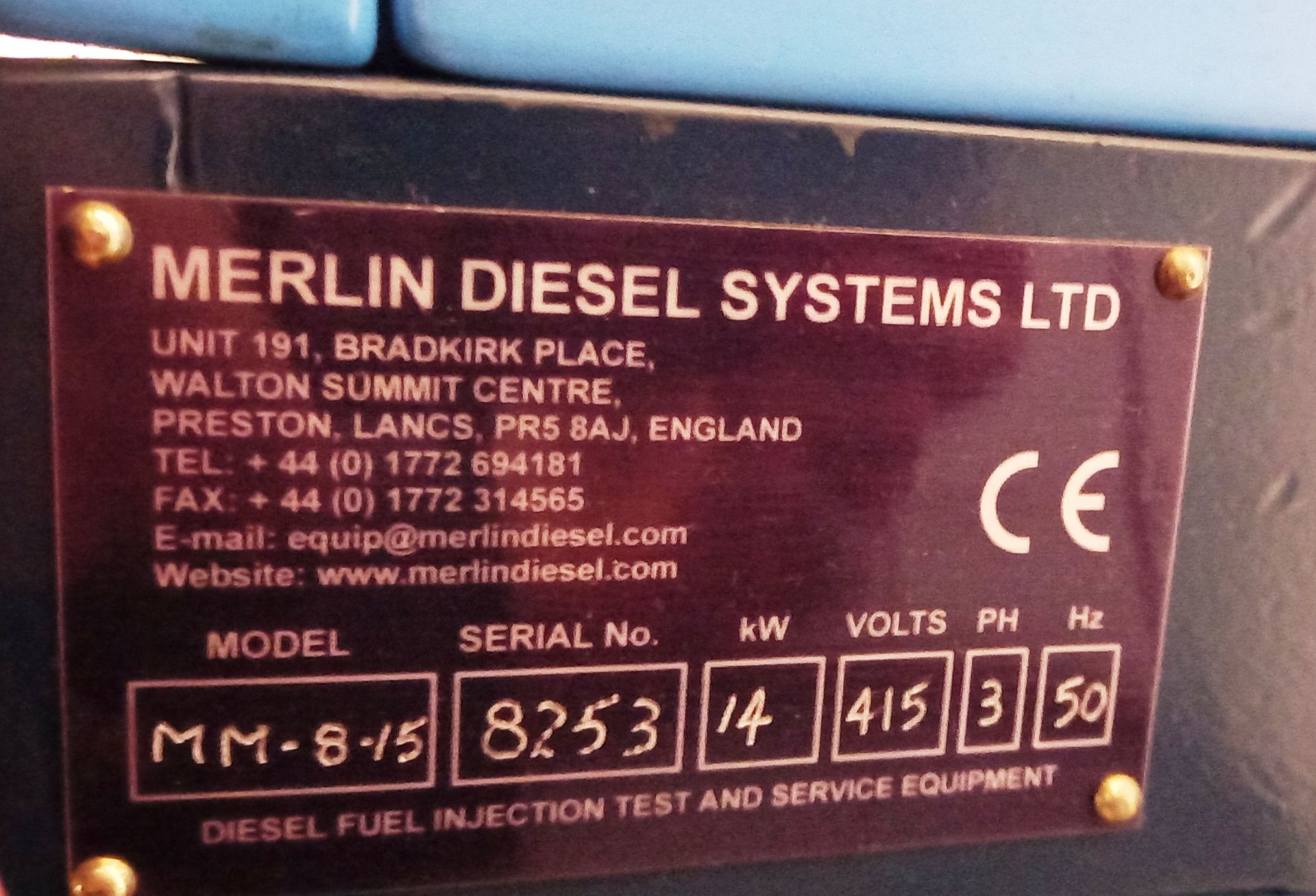 Merlin model MM-8-15 Diesel Injector Test Rig, Phase 3, serial number 8253 with 3 mobile cabinets - Image 6 of 6