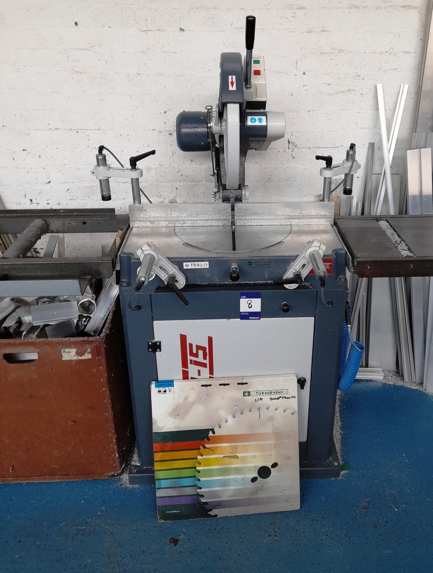 Fen-is FN400P mitre saw machine (Year 2019, Serial Number 320047, 380V), with roller conveyor. * - Image 2 of 6