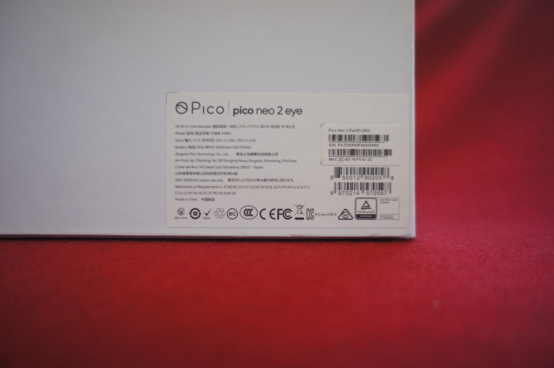 Pico Neo 2 EYE VR headset, Asset Number H10, S/N P - Image 2 of 3