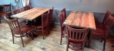 4 x Rustik Effect Wooden Rectangular Tables with 1