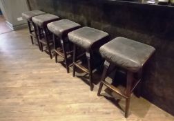 5 x Leather Cushioned Bar Stools