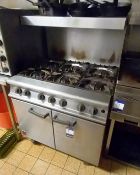 Falcon 6 Burner Gas Cooker with Overhead Shelf