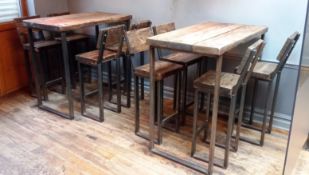 2 x Rustik Effect Wooden Rectangular High Tables w