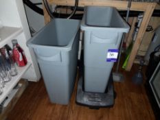 2 x Plastic bins, with 1 x dolly