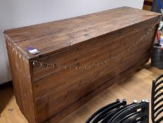 Bespoke wooden mobile bar (Approximately 2500 x 700 x 1100), to lower ground floor