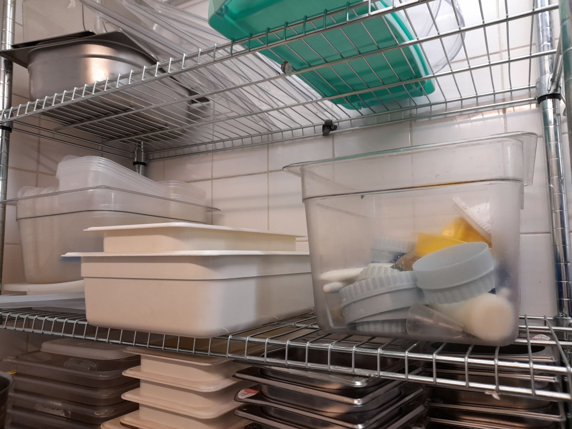 Assortment of kitchen equipment comprising pots, pans, GenWare serving units, chopping boards, and - Image 3 of 8