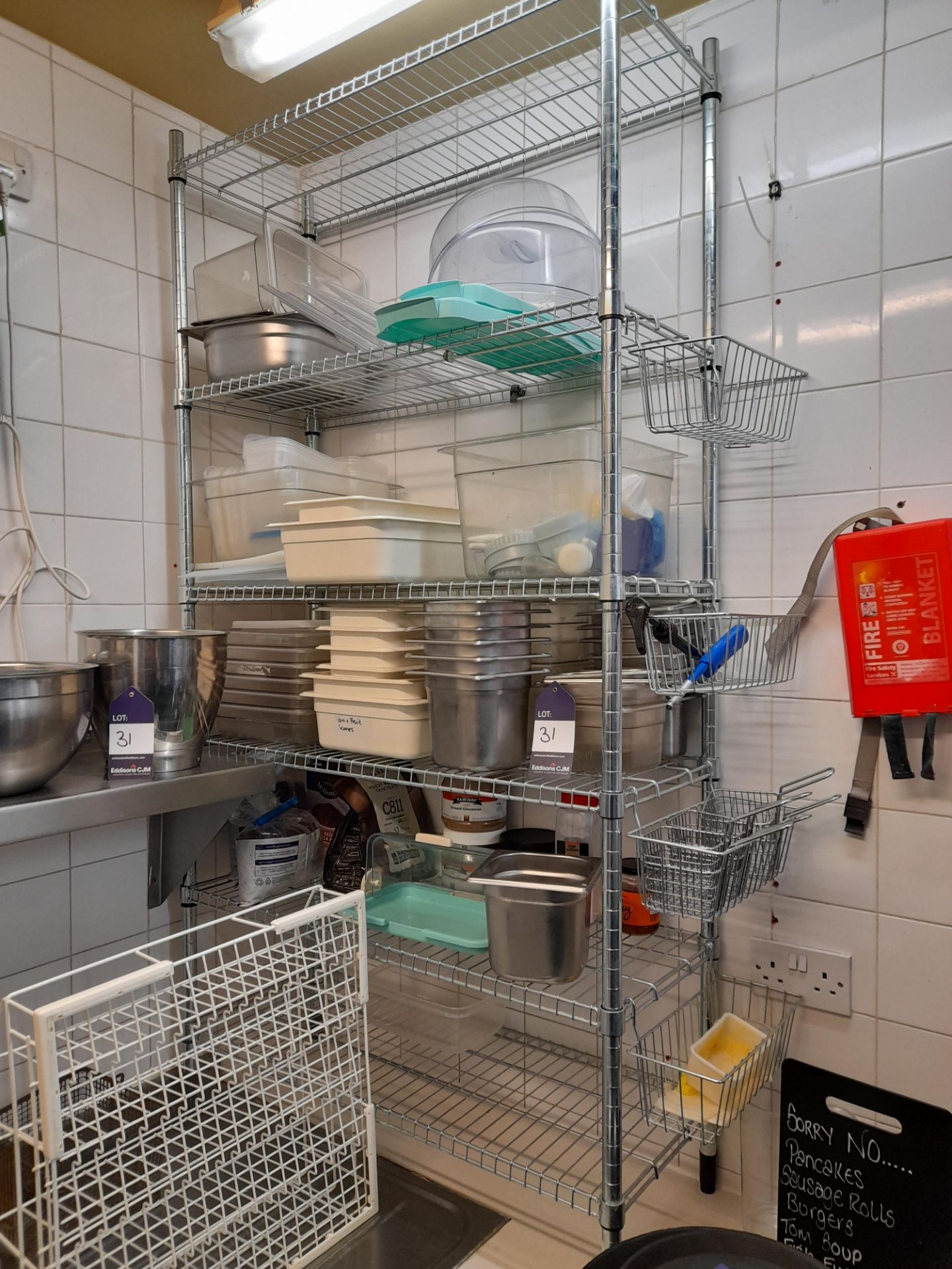 Stainless steel wall mounted shelf (Approximately 1200 x 300), and chrome boltless shelving ( - Image 2 of 2