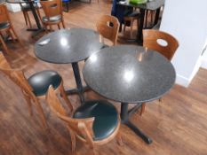 2 x Circular dining tables (Approximately 750), with 4 x dining chairs