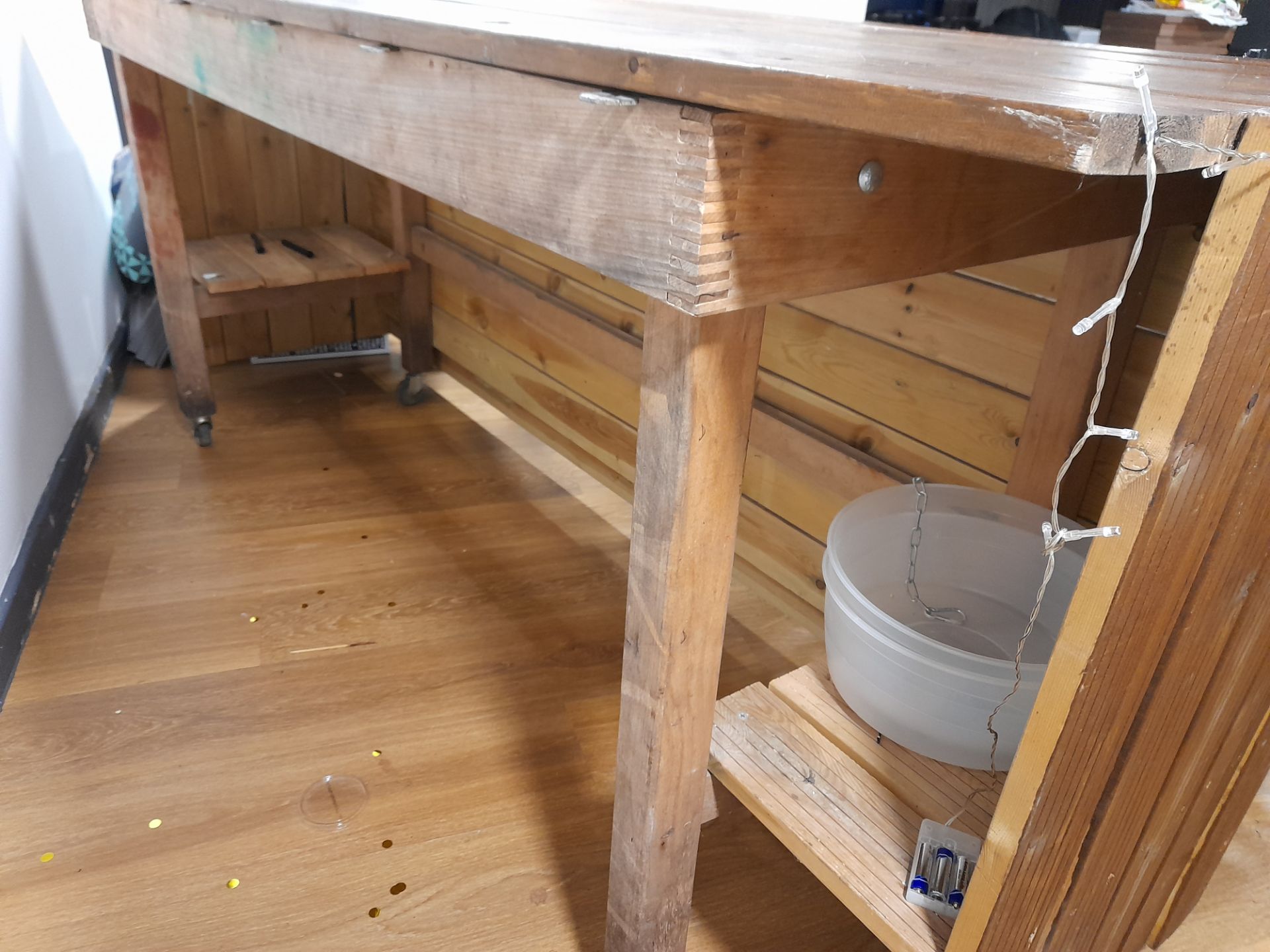 Bespoke wooden mobile bar (Approximately 2500 x 700 x 1100), to lower ground floor - Image 2 of 2