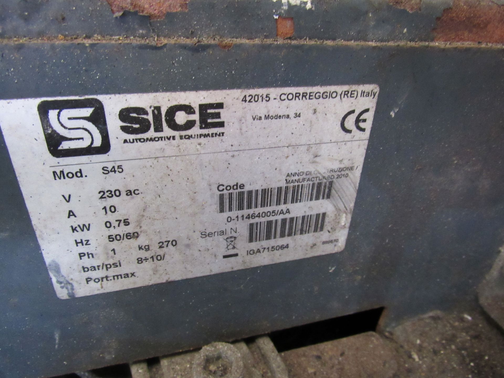 SICE S45 tyre changer, 2010, serial number IGA215024 - Image 4 of 4