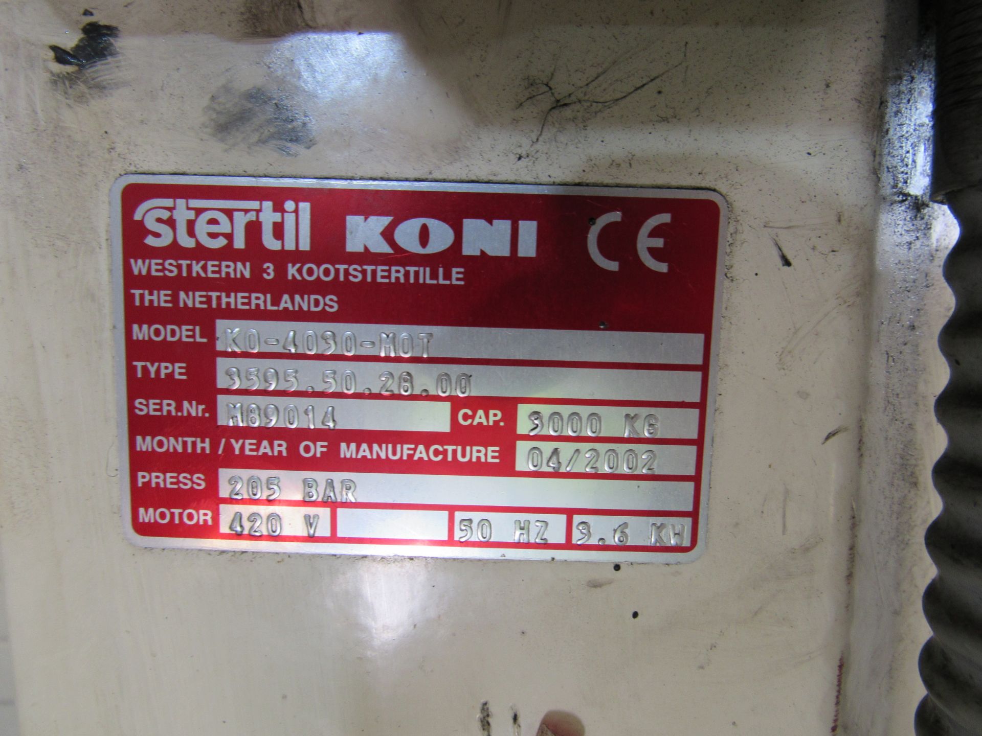 Stertil Koni KO-4030-MOT 4 Post Vehicle Lift, 3000kg, M89014, 420v, 04/2002 with Jacking Beam - Image 3 of 6