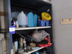 Cabinet and quantity of Assorted Cleaners and Polishes, etc
