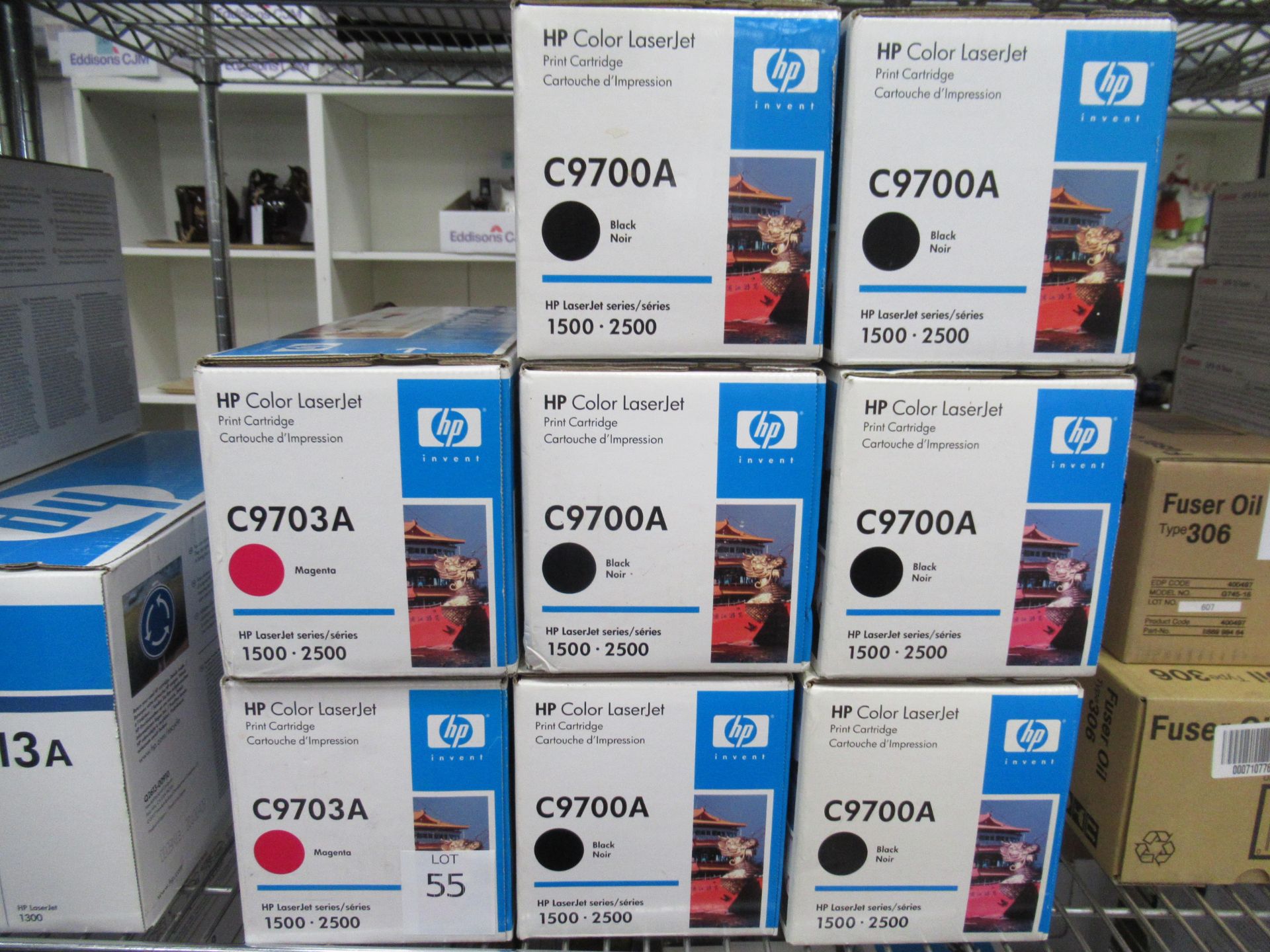 6x HP C9700A (black), 2x C9703A (magenta) Printer Cartridges