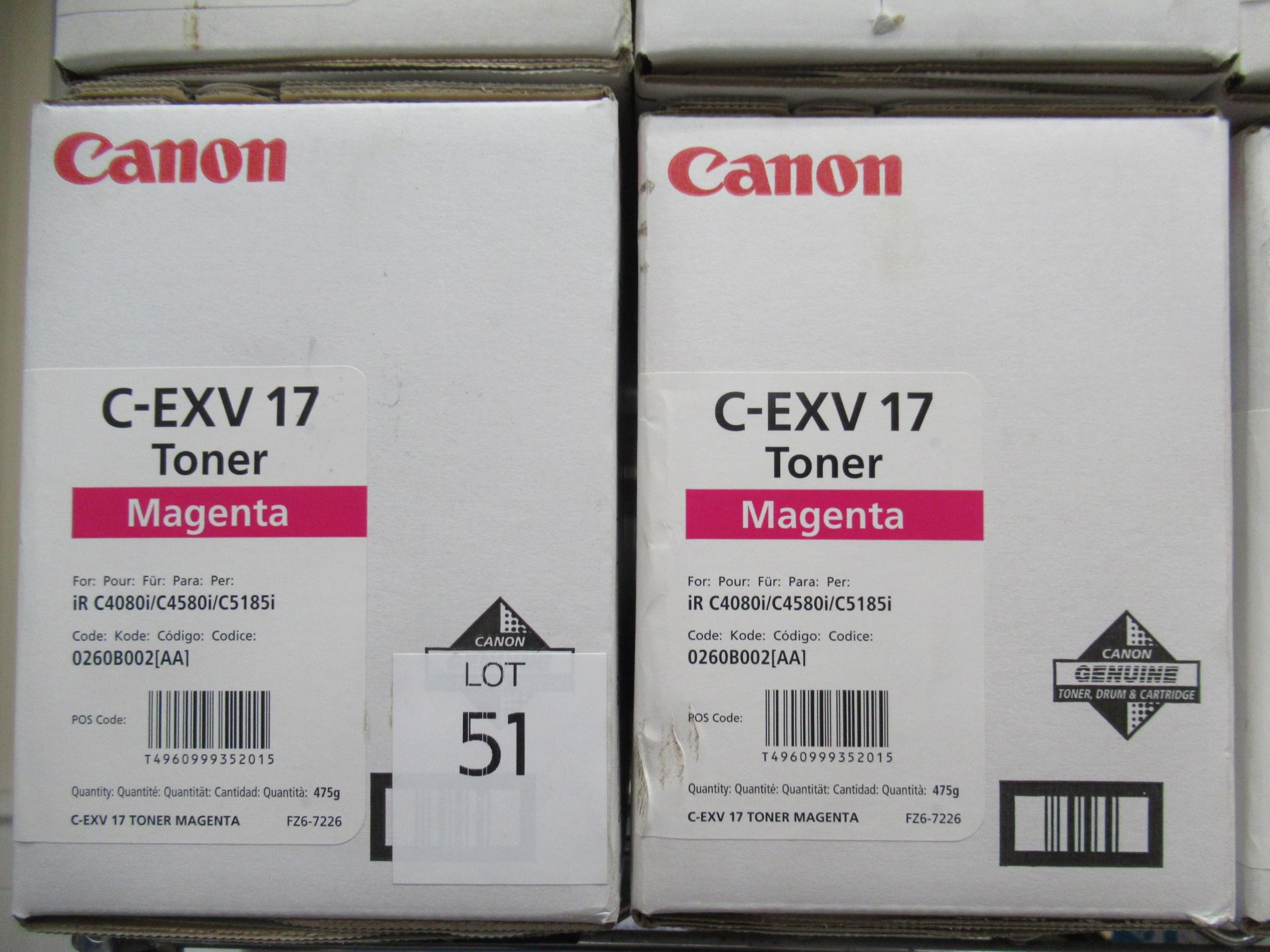 6x Canon C-EXV17 Toner Cartridges - Image 2 of 3