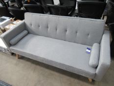 Grey upholstered fold out sofa bed