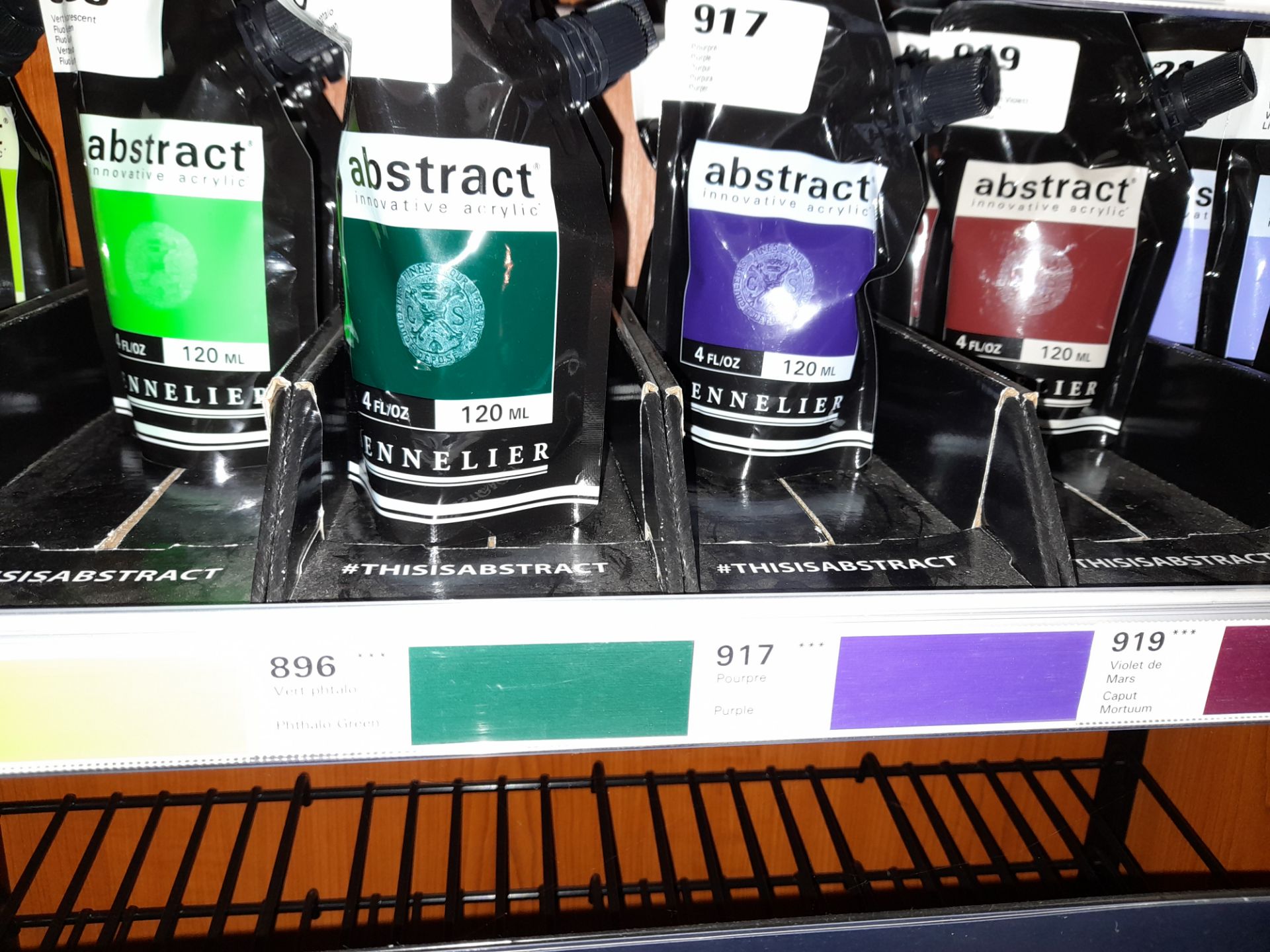 Assortment of Abstract matt acrylic paints to shelf, various colours, approximately 20 x packs - Image 3 of 4